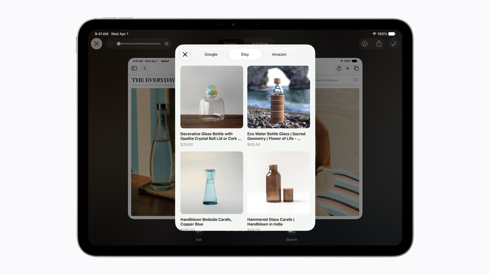 Apple 官方图：Visual Intelligence 在 iPad 上的屏幕理解体验 | Apple 官方