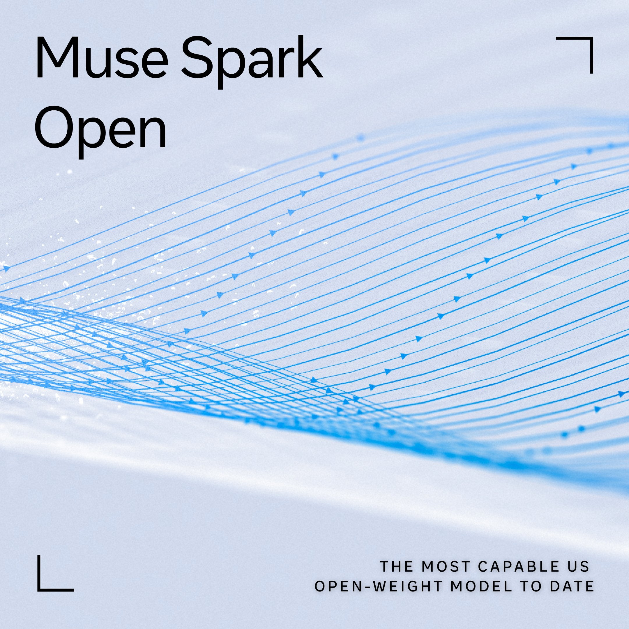 Meta 官方 Muse Spark Open 发布主视觉：蓝色光轨与 THE MOST CAPABLE US OPEN-WEIGHT MODEL TO DATE | pytorch.org